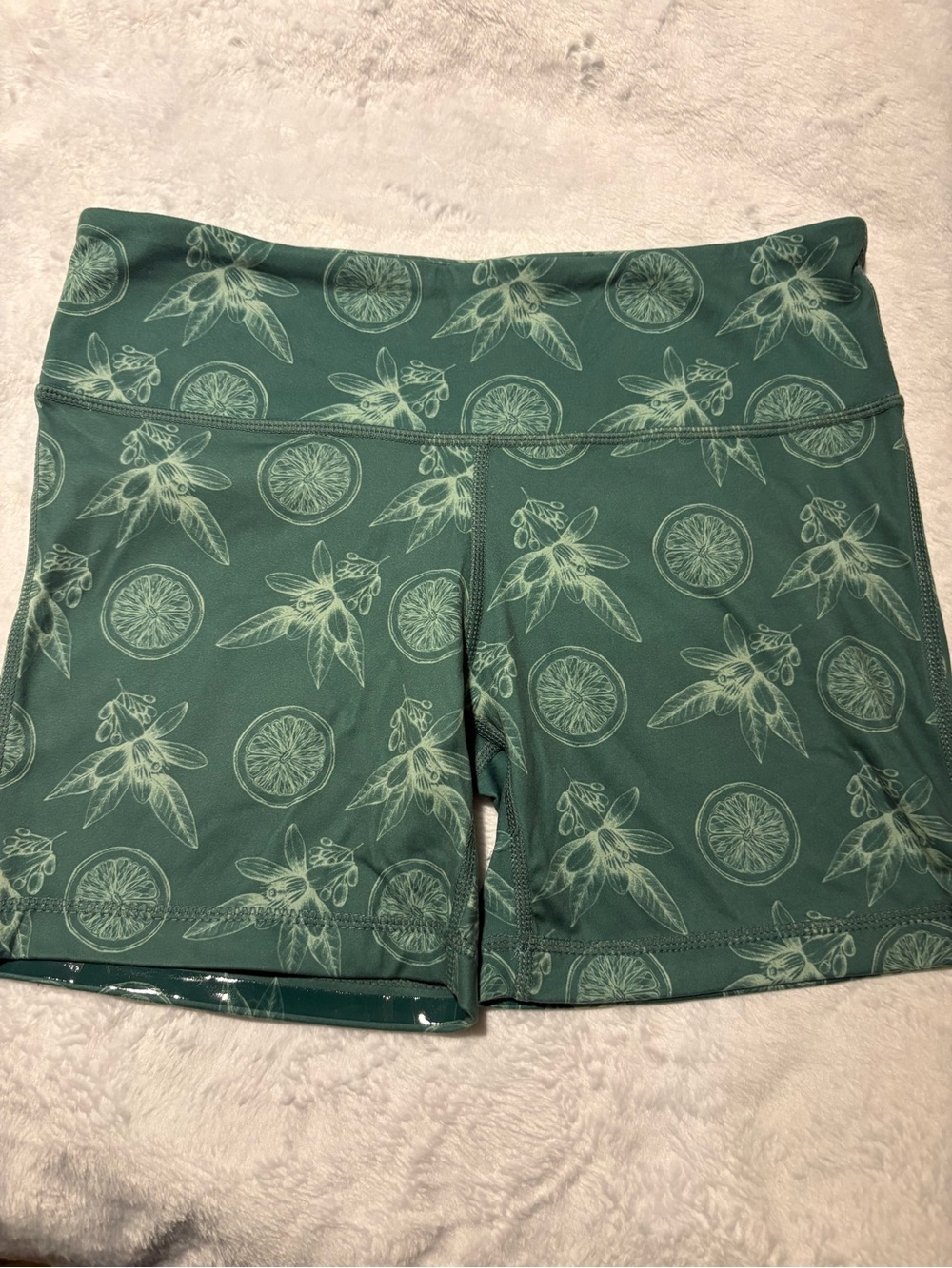 IAB MFG Green Citrus-Print High-Rise Bike Shorts - size 6/Small